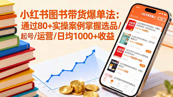 小红书图书带货爆单法：通过80+实操案例掌握选品/起号/运营/日均1000+收益-天韵资源网