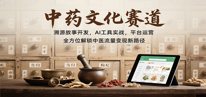 中药文化赛道：溯源故事开发，AI工具实战，平台运营，全方位解锁中医流量变现新路径-天韵资源网