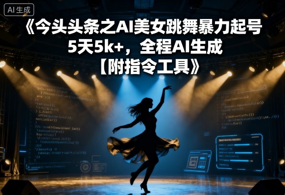 今日头条之AI美女跳舞暴力起号，5天1k+，全程AI生成【附指令工具】-天韵资源网