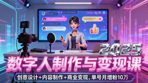 2025数字人制作与变现课，创意设计+内容制作+商业变现，单号月增粉10万+-天韵资源网