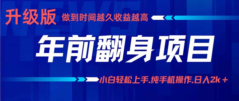 年前翻身项目，新手小白月入3w+，纯手机一条龙实操玩法-天韵资源网