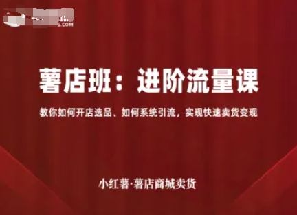 小红薯薯店商城卖货，进阶流量课，教你如何开店选品、如何系统引流，实现快速卖货变现-天韵资源网