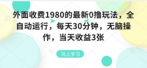 外面收费1980的最新0撸玩法，全自动挂G，每天30分钟，无脑操作，当天收益3张【揭秘】-天韵资源网