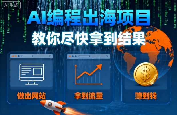 AI编程出海项目，教你尽快拿到结果-做出网站、拿到流量、賺到钱-天韵资源网