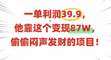 一单利润39.9，有人靠这个变现几十个，偷偷闷声发财的项目-天韵资源网