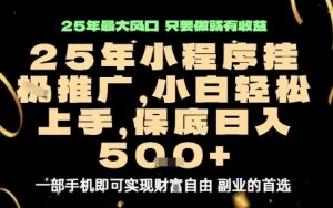 微信小程序挂G推广，解放双手，保底日入5张【揭秘】-天韵资源网