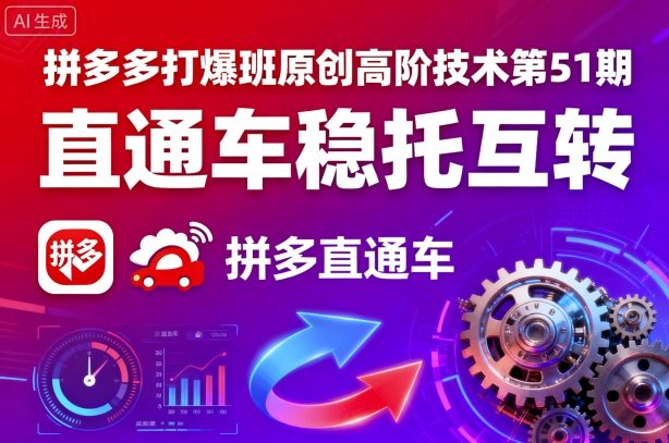 拼多多打爆班原创高阶技术第51期，直通车稳托互转-天韵资源网