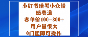 小红书暗黑小众情感赛道，客单价100-300+用户量很大，0门槛即可操作-天韵资源网