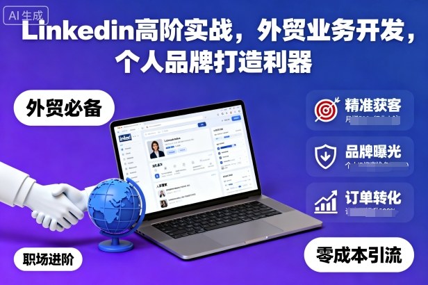 Linkedin高阶实战,外贸业务开发,个人品牌打造利器-天韵资源网