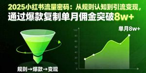 2025小红书流量密码：从规则认知到引流变现，通过爆款复制单月佣金突破8w+-天韵资源网