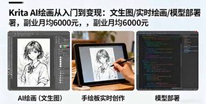 Krita AI绘画从入门到变现：文生图/实时绘画/模型部署，副业月均6000元-天韵资源网