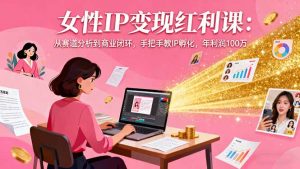 女性IP变现红利课：从赛道分析到商业闭环，手把手教IP孵化，年利润100万-天韵资源网