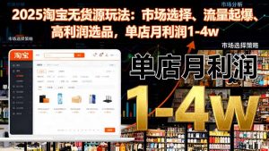 2025淘宝无货源玩法:市场选择、流量起爆、高利润选品,单店月利润1-4w-天韵资源网