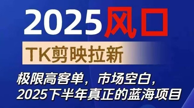 2025风口TK剪映capcut拉新项目,极限高客单,市场空白,2025下半年真正的蓝海项目-天韵资源网