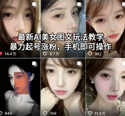 最新AI美女图文玩法教学,暴力起号涨粉,手机即可操作-天韵资源网