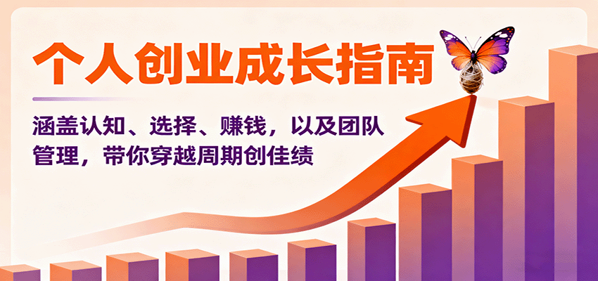 个人创业成长指南：涵盖认知、选择、赚钱，以及团队管理，带你穿越周期创佳绩-天韵资源网