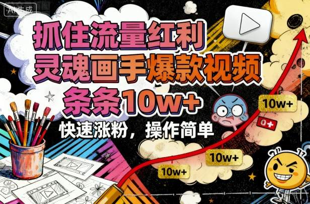 抓住流量红利，灵魂画手爆款视频，条条10w+，快速涨粉，操作简单-天韵资源网