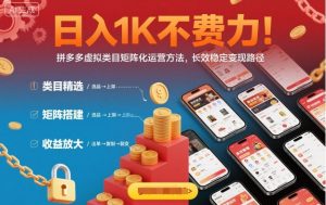 日入1K不费力！拼多多虚拟类目矩阵化运营方法，长效稳定变现路径-天韵资源网