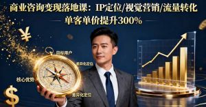 商业咨询变现落地课：IP定位/视觉营销/流量转化，单客单价提升300%-天韵资源网