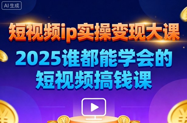 短视频ip实操变现大课,7月26-27日广州站线下课,2025谁都能学会的短视频搞钱课-天韵资源网