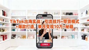 「TikTok出海实战」引流技巧+带货模式+爆款打造，单月变现10万+秘籍-天韵资源网