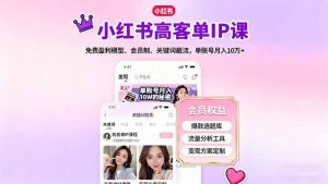小红书高客单IP课，免费盈利模型、会员制、关键词截流，单账号月入10万+-天韵资源网