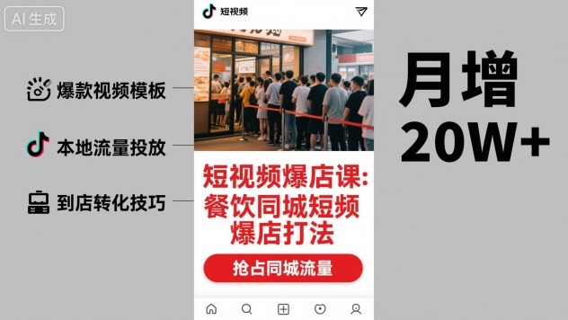 短视频爆店课，餐饮同城短视频爆店打法-天韵资源网