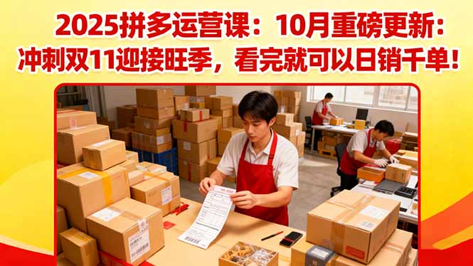 2025拼多多运营课:10月重磅更新:冲刺双11迎接旺季,看完就可以日销千单-天韵资源网