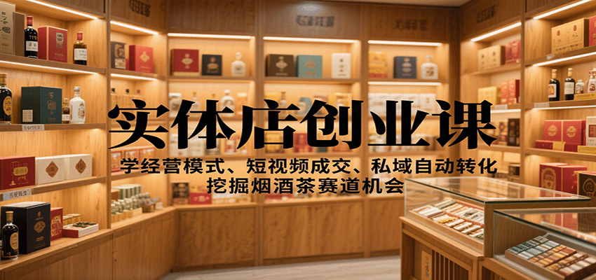 图片[1]-实体店创业课：学经营模式、短视频成交、私域自动转化，挖掘烟酒茶赛道机会-天韵资源网