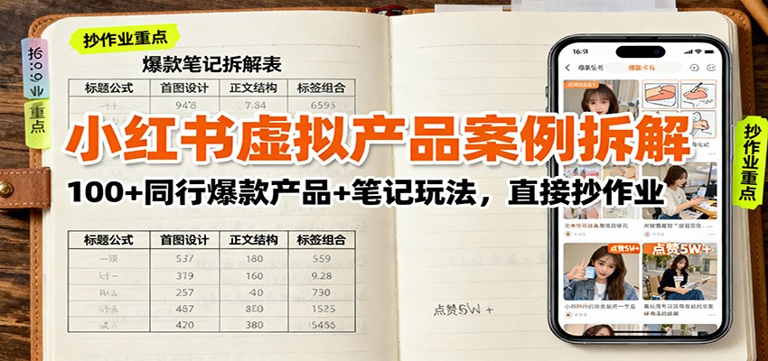 小红书虚拟产品案例拆解：100+同行爆款产品+笔记玩法，直接抄作业-天韵资源网