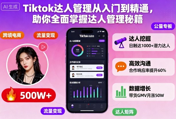 Tiktok达人管理从入门到精通,助你全面掌握达人管理秘籍-天韵资源网