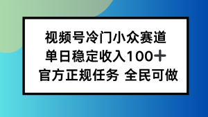 视频号小众赛道，单日稳定收入100+，适合所有人-天韵资源网