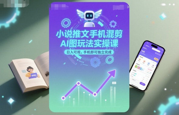 小说推文手机混剪AI图玩法实操课，日入可观，手机即可独立完成-天韵资源网