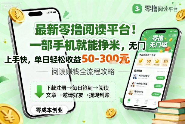 最新零撸阅读平台！一部手机就能挣米，无门槛上手快，单日轻松收益50-3张【揭秘】-天韵资源网