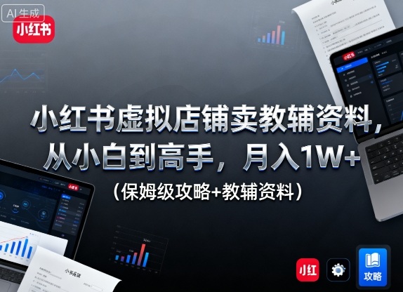小红书虚拟店铺卖教辅资料，从小白到高手，月入1W+(保姆级攻略+教辅资料)-天韵资源网