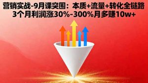 营销实战-9月突围课:本质+流量+转化全链路 3个月利润涨30%-300%月多赚10w+-天韵资源网