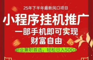 一部手机即可实现财富自由,微信小程序推广最新玩法教学,操作简单容易上手【揭秘】-天韵资源网