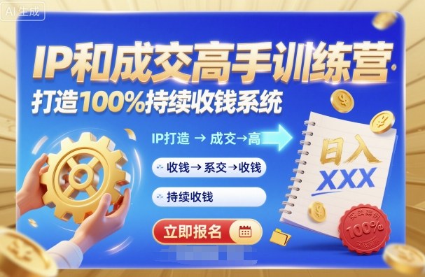 带你成为IP和成交高手的训练营，打造100%持续收钱系统-天韵资源网