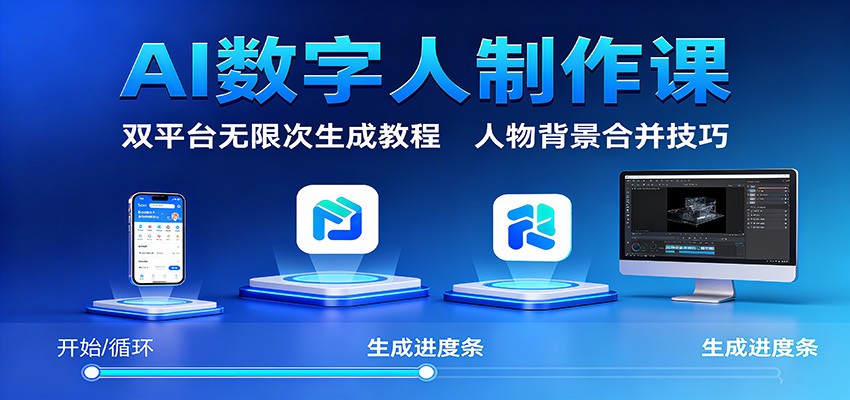 AI数字人制作课:双平台无限次生成教程,人物背景合并技巧-天韵资源网