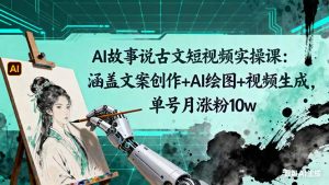 AI故事说古文短视频实操课:涵盖文案创作+AI绘图+视频生成,单号月涨粉10w-天韵资源网