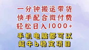 快手黑科技一分钟搬运带货，一刀不剪过原创，微付费投流玩法，轻松日入...-天韵资源网