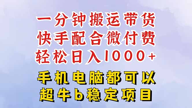 快手黑科技一分钟搬运带货，一刀不剪过原创，微付费投流玩法，轻松日入…-天韵资源网