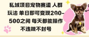 私域宠物项目赛道人群玩法单日即可变现2-5张之间每天都能操作不违规不封号-天韵资源网