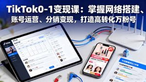 TikTok0-1变现课：掌握网络搭建、账号运营、分销变现，打造高转化万粉号-天韵资源网