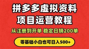 拼多多开店运营课程： 蓝海变现玩法，轻松实现睡后收入 零基础小白也可...-天韵资源网