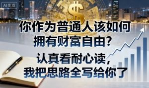 付费文章：你作为普通人该如何拥有财富自由？认真看耐心读，我把思路全写给你了-天韵资源网