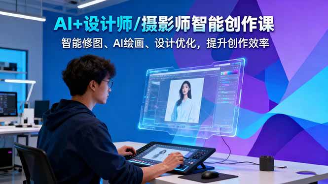 AI+设计师/摄影师智能创作课:智能修图、AI绘画、设计优化,提升创作效率-天韵资源网