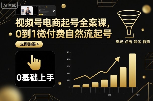 视频号电商起号全案课，0到1微付费自然流起号-天韵资源网