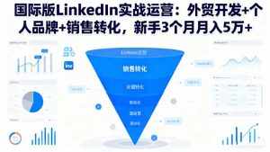 国际版LinkedIn实战运营:外贸开发+个人品牌+销售转化,新手3个月月入5万+-天韵资源网