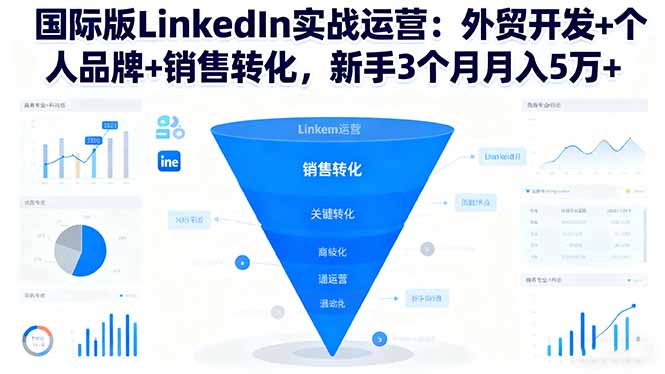 国际版LinkedIn实战运营:外贸开发+个人品牌+销售转化,新手3个月月入5万+-天韵资源网
